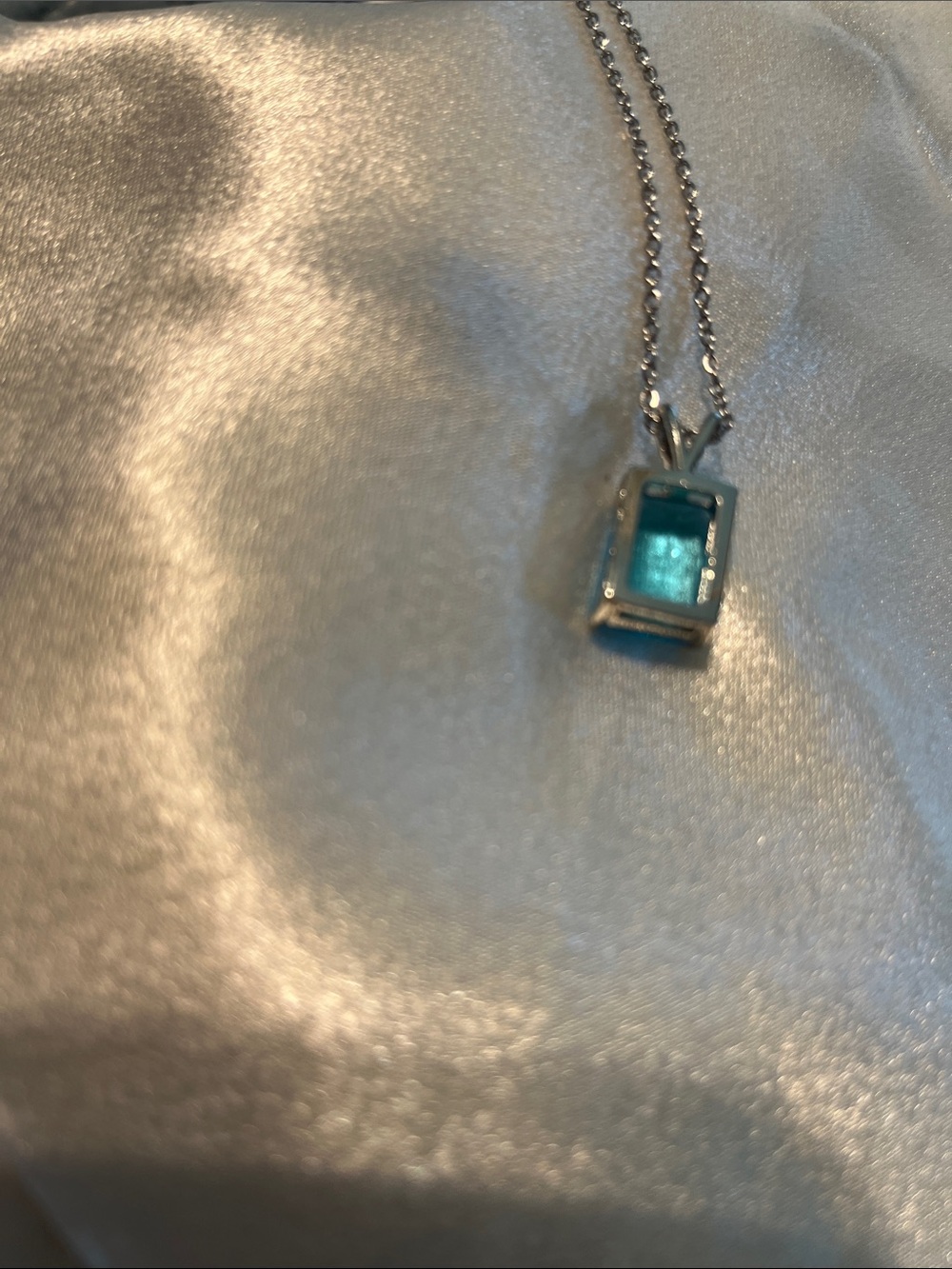 Blue Emerald-Cut Pendant Necklace - Women Jewelry - Picture 2 of 2